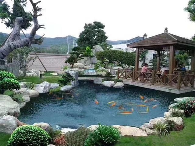 准格尔庭院鱼池假山设计