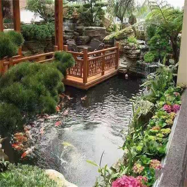 准格尔别墅庭院景观设计鱼池